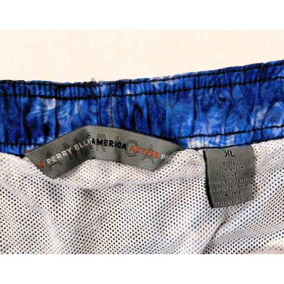 Perry Ellis America Active Swim Shorts Mens XL Blue Abstract Mesh Lining Nylon - Picture 5 of 5